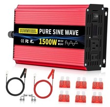 SUNWHEEL 1500W 24V Pure Sine Wave Inverter, 24V DC to 110V/120V AC 24V-1500W