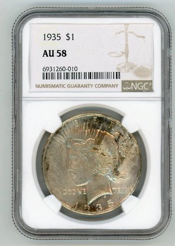 1935 PEACE DOLLAR $1 AU 58 NGC