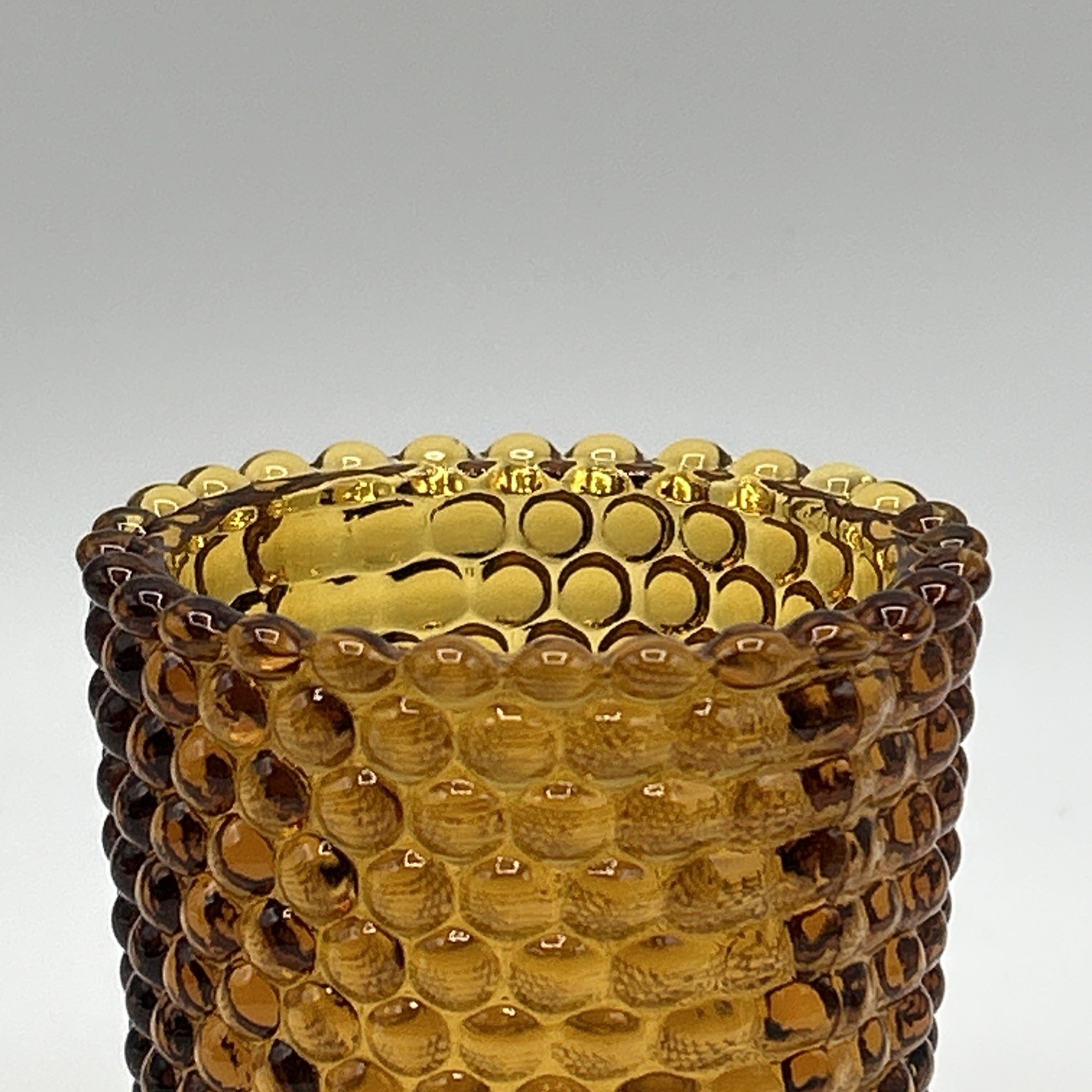 Amber Hobnail Toothpick Holder