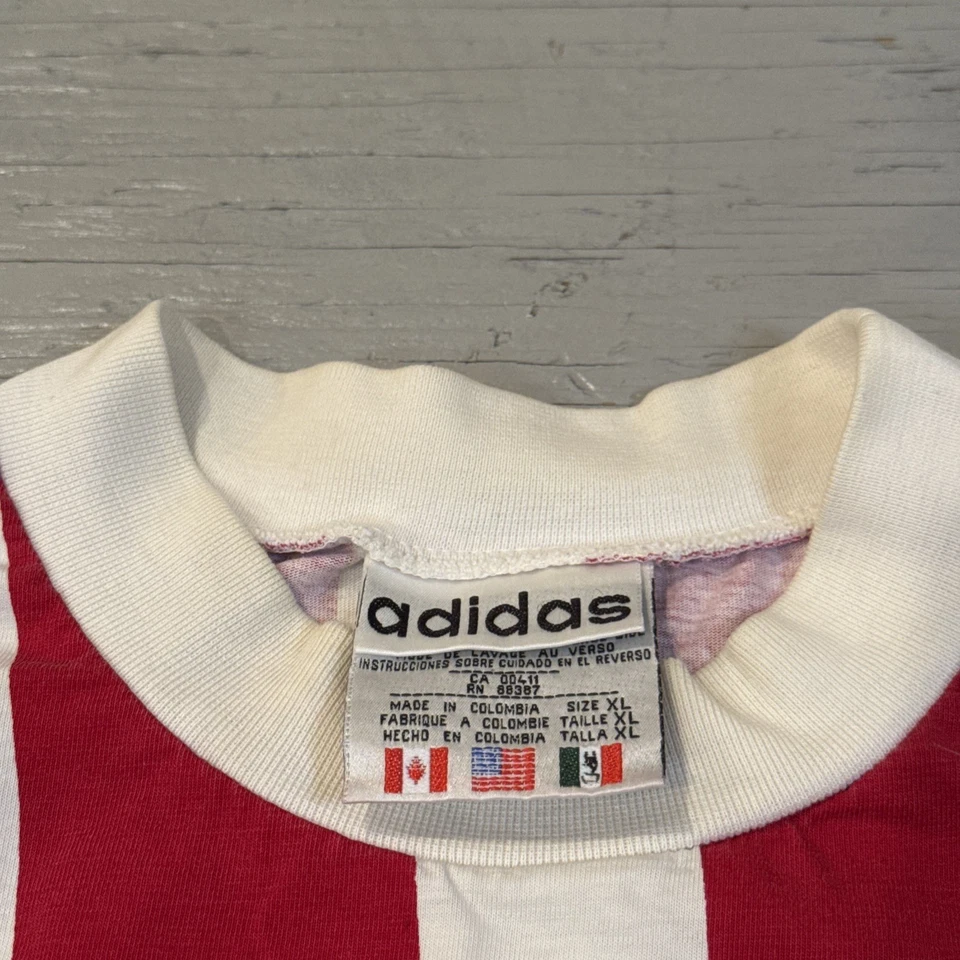 Camiseta deportiva de fútbol vintage 1994 Adidas del equipo de la Copa Mundial de Estados Unidos a rayas talla XL Foto 3 de 4