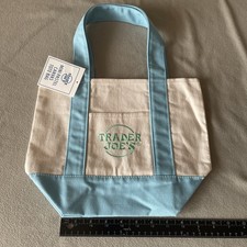 Spring 2026 Trader Joe  s Mini Pastel Canvas Blue Tote Bag NWT