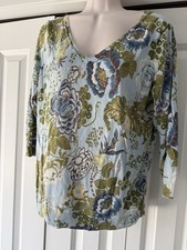Talbots Blue Floral Thin Lightweight Sweater Large L