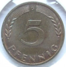Coin Federal Republic Of Germany 5 Pfennig 1967 G In Extremely Fine