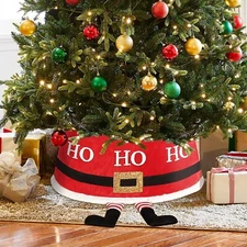 Christmas Tree Collar SANTA Legs Decoration 24-30" Dia Gift Xmas Tree Skirt