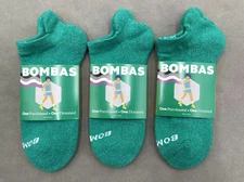 3 Pairs BOMBAS Women's Running Honeycomb Ankle Socks Size Medium 8-10.5 green