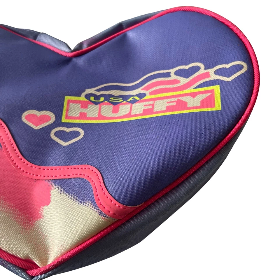 Bolso de manillar de bicicleta Huffy vintage en forma de corazón rosa púrpura 10" de ancho 2" de profundidad Foto 3 de 4