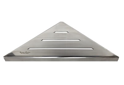 SereneDrains Stainless Steel Drill in Polished Chrome Corner Shower Shelf Wall