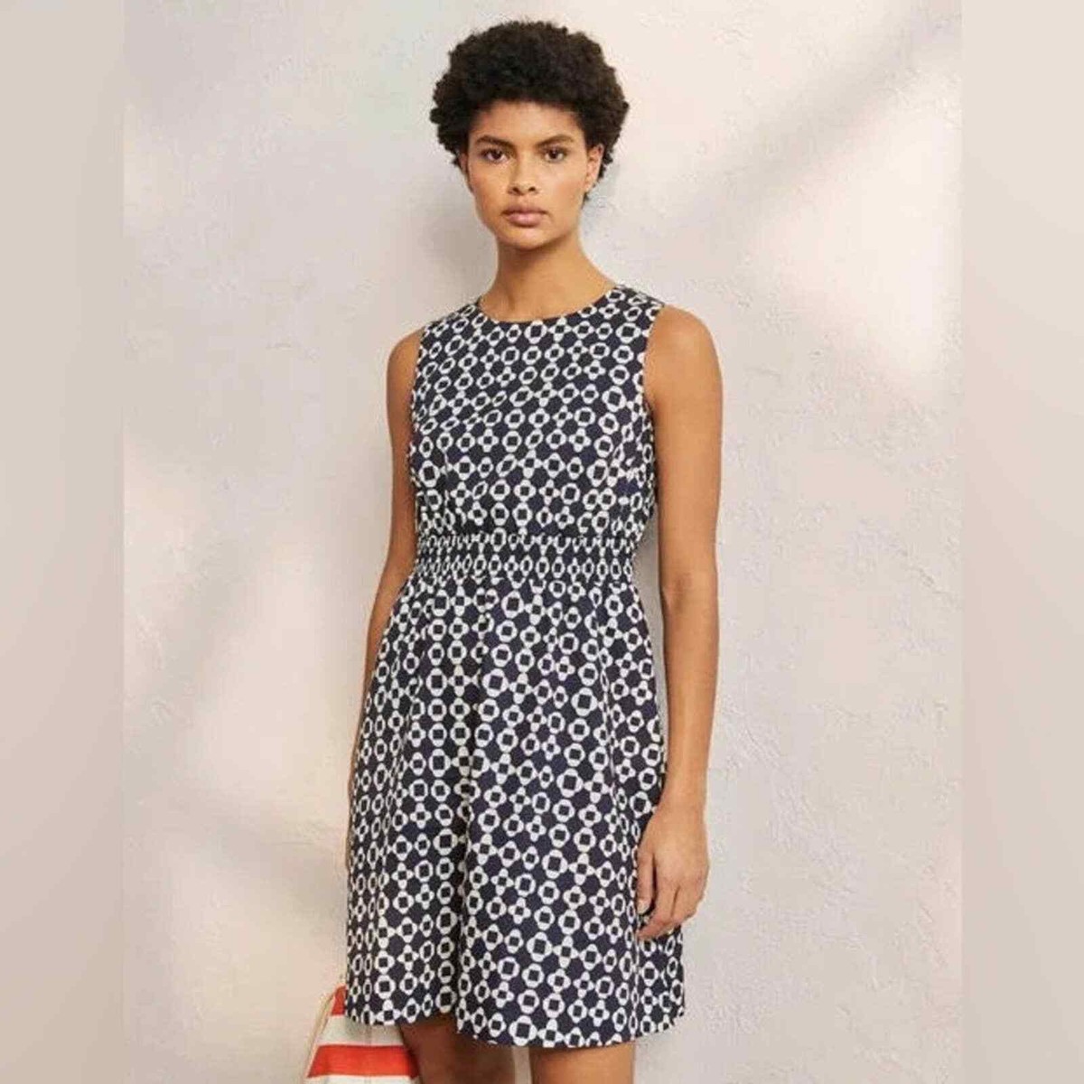 boden kimberly embroidered dress Boden Smocked Waist Sleeveless Mini Dress with pockets 4R