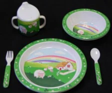 Wee Ones 5 Piece Children's DISH Set IRISH SIPPY CUP PLATE/ BOWL SPOON FORK NEW