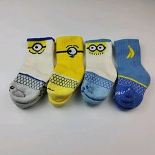 Bombas Junior Minions Lof Of 4 Pairs Socks Size J (8T-11T)
