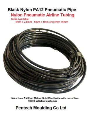 SCHWARZ flexibles Nylon Pneumatikrohr Luftleitung Schlauch komprimiertes Kunststoffrohr UK