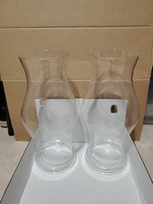 2 Royal Leerdam Holland Clear Hurricane Glass Shades, 14", Mark Of Authenticity 