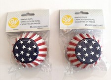 Wilton Baking Cups Cupcake Liners Red White Blue Stars 2 Pk/ 75 Ct Ea July Flag