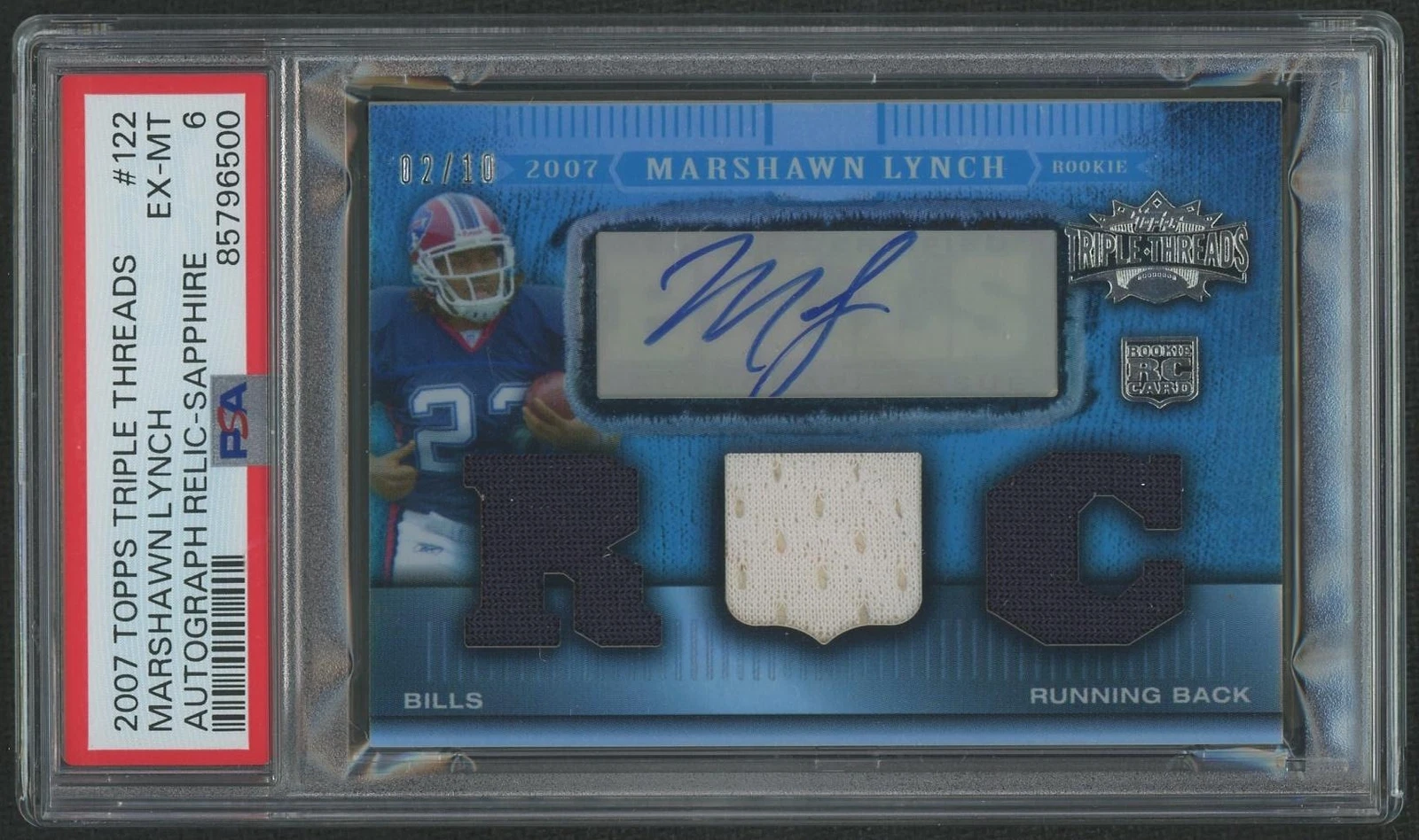 Marshawn Lynch Topps Triple Threads #122 Autograph Relic-Sapphire