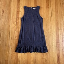 Juicy Couture Mini Dress Womens 8 Navy Blue Sleeveless Eyelet Embroidered Y2K
