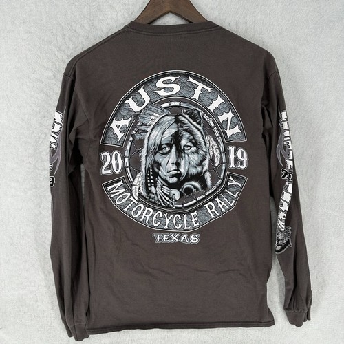 Austin Texas Motorrad Rallye Shirt Herren Medium Grafik Bikercore Langarm