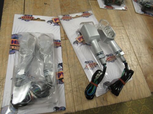 LOT OF TWO (2) SETS      HEXAGON SILVER / CLEAR LED  SIGNAL LIGHTS - MOTORCYCLE  - Afbeelding 1 van 4