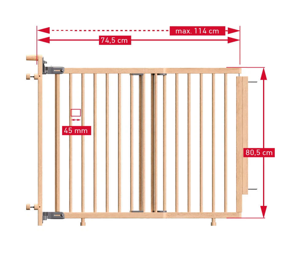 DOLLE Treppenschutzgitter Treppengitter Kindergitter Buche 74,5 bis 114 cm - Bild 2 von 4