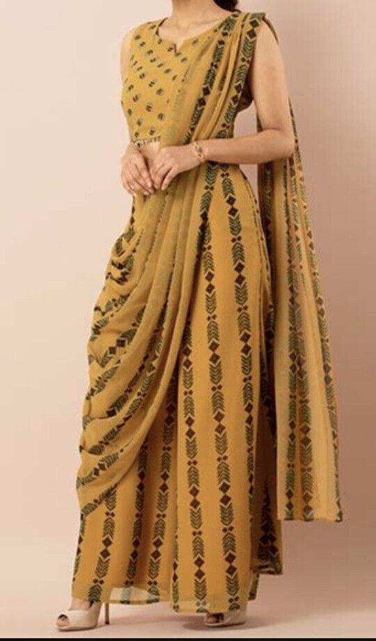 Buy INDYA Emerald Green Palazzo Pants With Attached Dupatta | Shoppers Stop