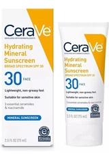 CeraVe Hydrating Mineral Sunscreen -Broad/Spec SPF 30 - 2.5FL Oz Face 12/2025