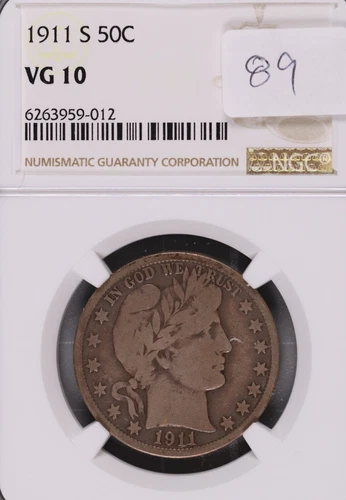 1911-S Barber Silver Half Dollar NGC VG-10 #9-012