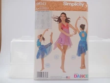 Simplicity 0343 1077 Knit Dancewear Skating Costumes Pattern Girls Sz