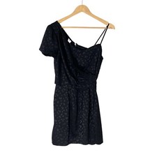 Reformed Women’s Small Black Polka Dot Print One Shoulder Dress Urban Outfitters