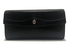 Hartmann Black Genuine Leather Continental Trifold Travel Wallet Kisslock Coin