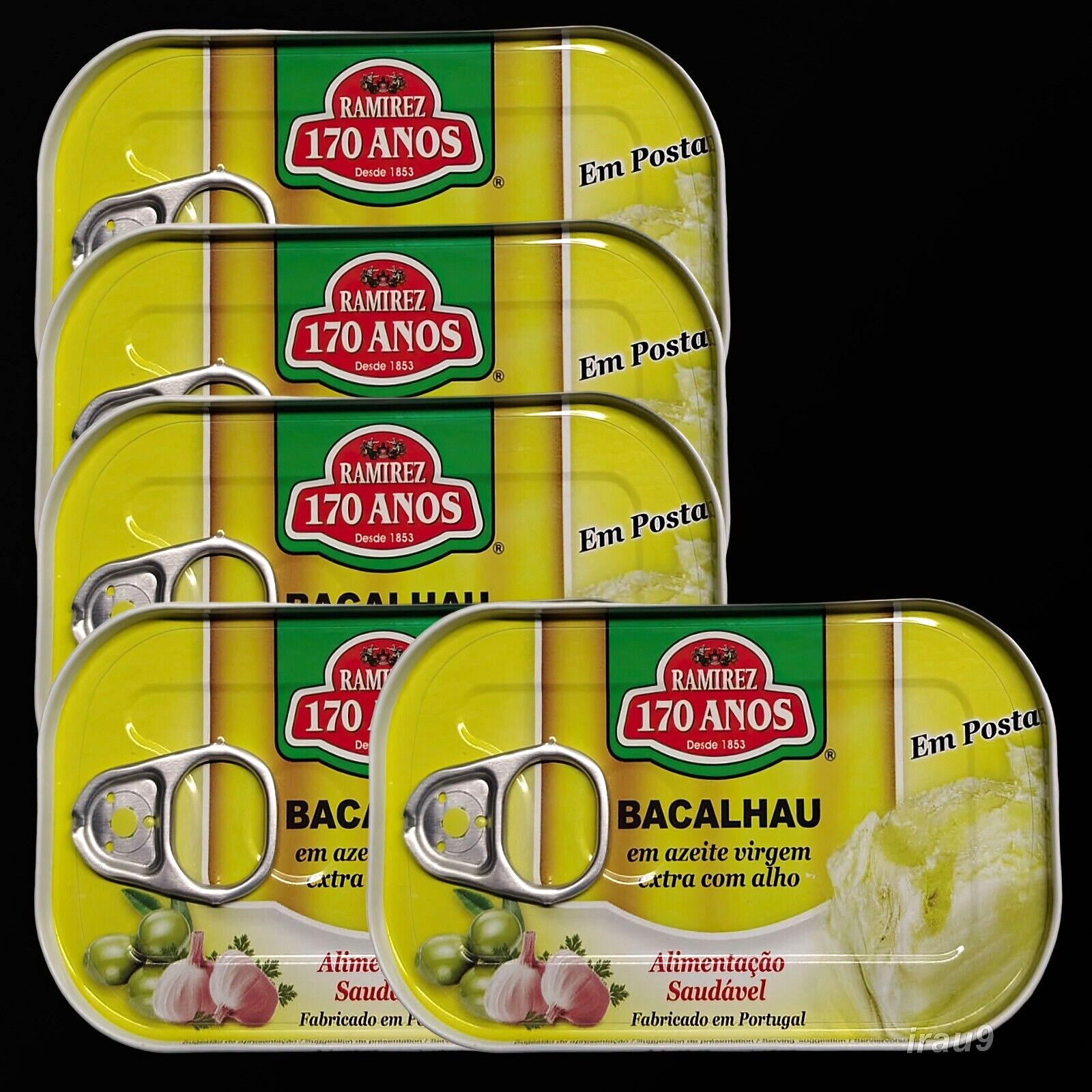 5 pescados de bacalao Ramírez portugués Bacalhau en aceite de oliva con latas de ajo 600 g 21,1 oz