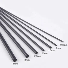 Carbon Fibre Rods Strips 200mm 400mm Lengths 1 1.5 2 2.5 3 4 5 6 8 mm Diameter