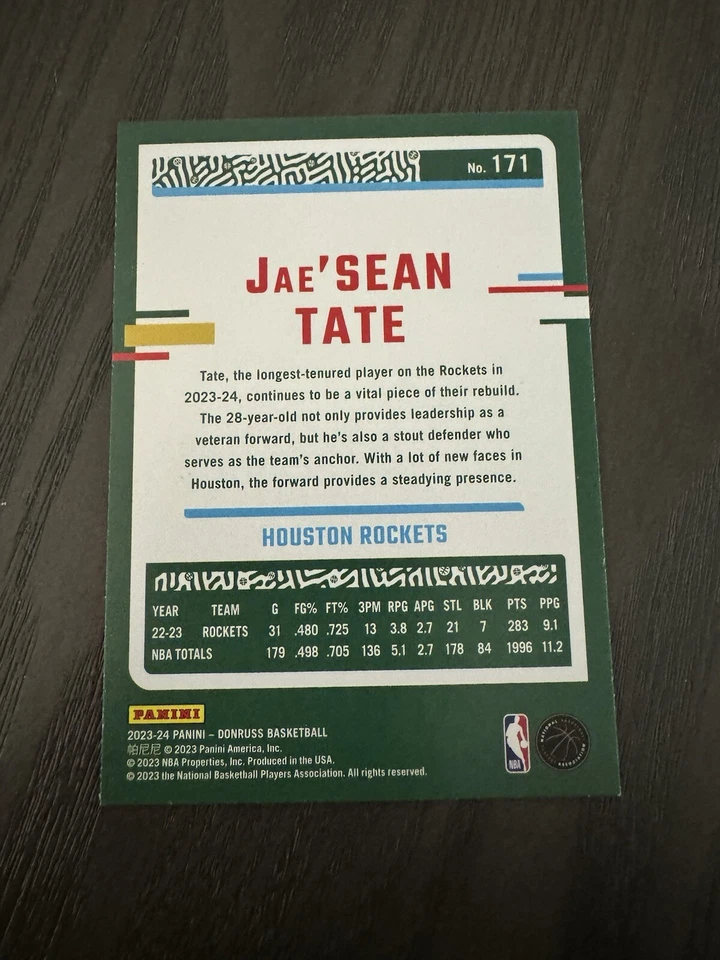 2023-24 Panini Donruss Holo Orange Laser Parallel SP /125 #171 JAE’SEAN TATE - Image 2 of 3