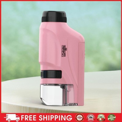 60x-120x Handheld Microscope LED Pocket Microscope Science  for Kids (Pink) NEW