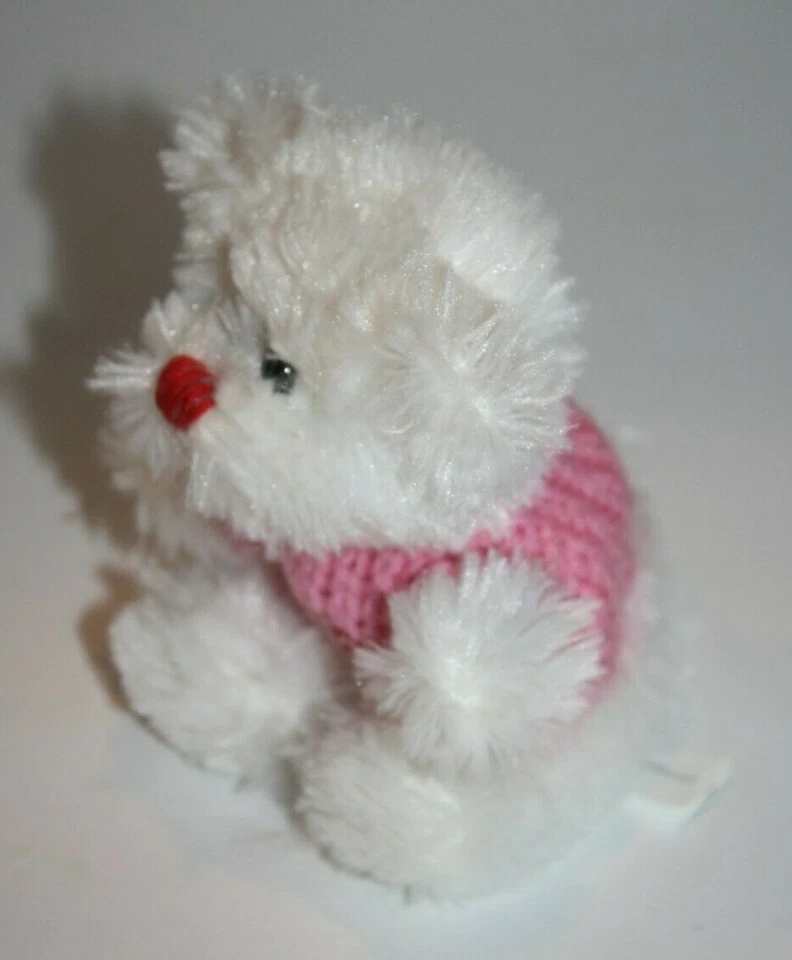 Animal Adventure Mini 5" Teddy Bear White Plush Pink Valentines Love Sweater Toy - Image 3 of 4