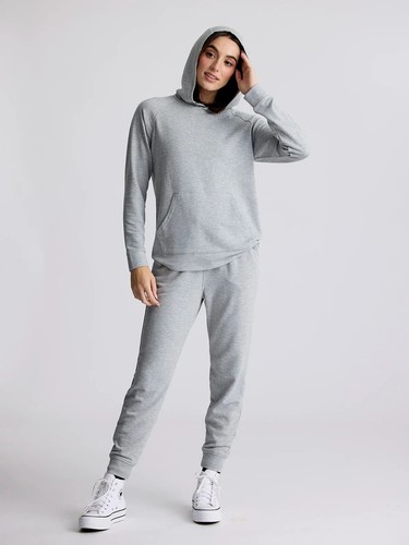 $94 FREE FLY Women's Bamboo Lightweight Fleece Hoodie | Heather Grey | Large - Picture 6 of 18