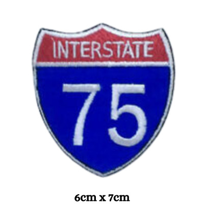 Interstate Highway 75 Verkehrsschild Bügelbild Aufnähen gestickt Patch