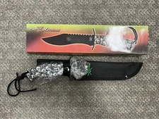 + Tac Xtreme 12" Black Stainless Steel Blade Skull Green Eyes Camo TX-1451WSC