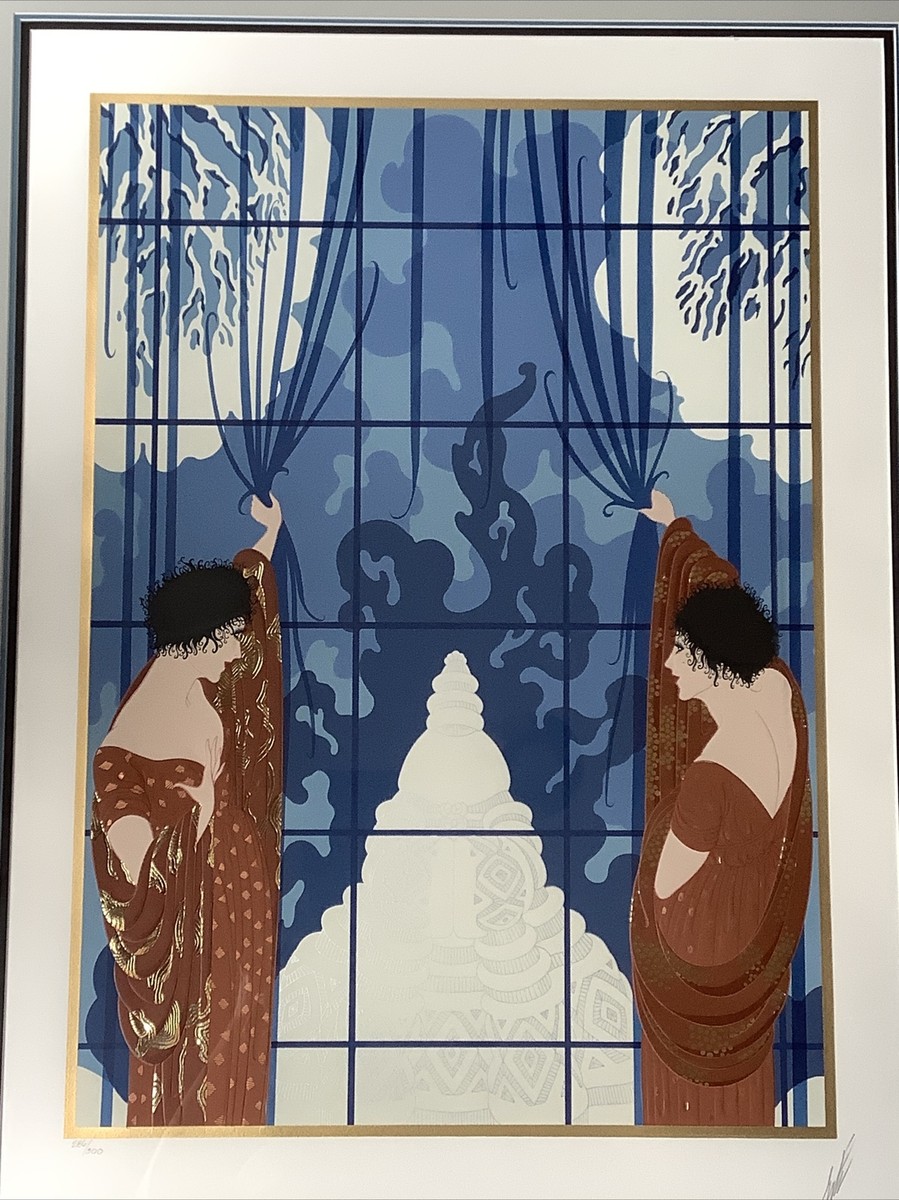 vintage 額縁/ERTE Vintage 1985 Framed Signed Erte Winter's Arrival Serigraph