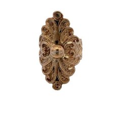 Vintage Sterling Signed Hecho en Mexico Carved Ornate Pattern Statement Ring 7