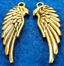 50Pcs. WHOLESALE Tibetan Antique Gold WING Angel Earring Drops Charms Q0224