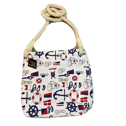 Maritim Handtasche Tasche rot weiß blau Hey schön Seil Riemen Canvas Anker Sommer