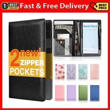 Server Book with 2 Zipper Pockets Leather Server Books for Waitress