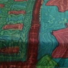 Sanskriti Vintage Sarees Multicolor Pure Silk Abstract Printed 6Yd Crafter Sari