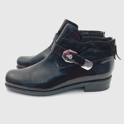 STUART WEITZMAN Negev Booties Shoes Black Leather Calf Hair Womens 6 M Straps