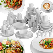 Image of ® 100-Piece Dinner Set for 12 People, Tableware Set in Scratch-Resistant Porcela