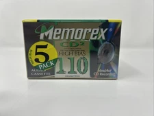 5-Pack Memorex CD2 110 High Bias Audio Cassette Tape - New Sealed