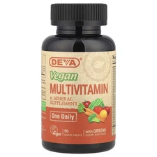 Deva Vegan Multivitamin  Mineral Supplement 90 Coated Tablets Dairy-Free,