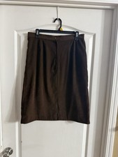 Ellen Figg Made In USA Faux Suede Brown Skirt Sz 12. MH-170