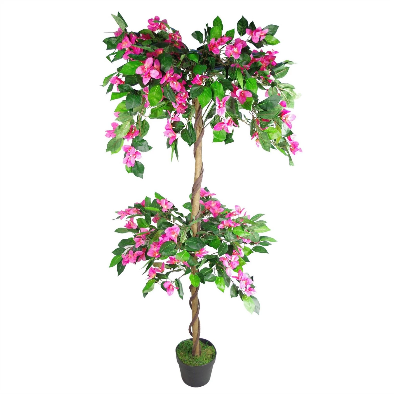 Artificial Rhododendron Bush Tree 140cm Dark Pink Faux Plastic Potted Indoor UK