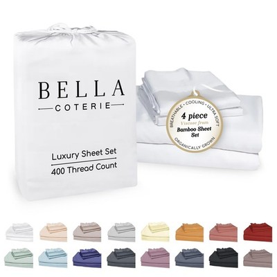 Bella Coterie Luxury Bamboo Viscose King Size Sheet Set | 100% Organically Gr...