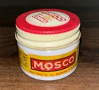 Vintage Mosco Corn Remover 1/4 oz milk glass jar, partially filled